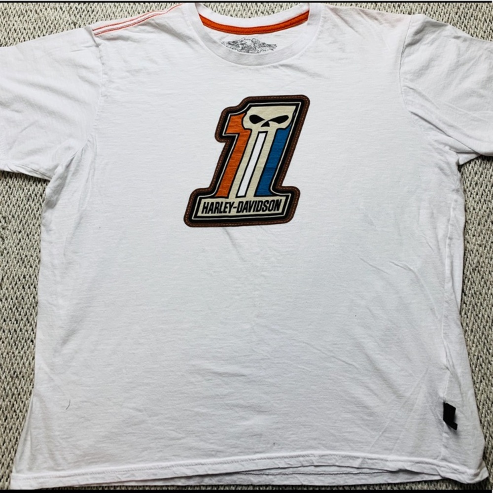 Harley Davidson Bravado White #1 Skull T Shirt